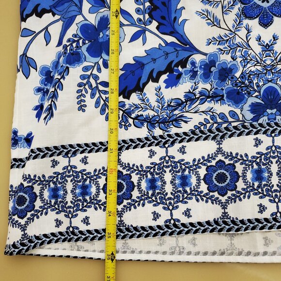 A Loves A Women's Floral Blu/White V-Neck Tassel Peasant Dress Size Large - Picture 13 of 15